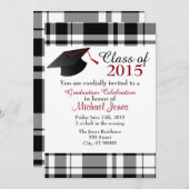 Karierter Print-Abschluss laden Sie ein Einladung (Vorne/Hinten)