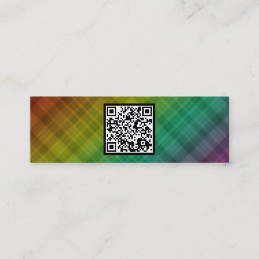 karierter QR Code des Regenbogens Mini Visitenkarte (Vorderseite)