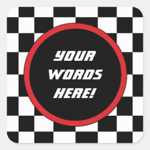 Karierter quadratischer kundenspezifischer Text Aufkleber