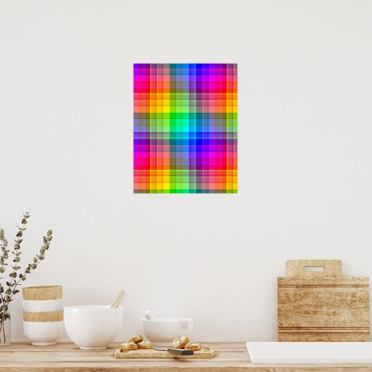 Karierter Rainbow-Hintergrund Poster (Küche)