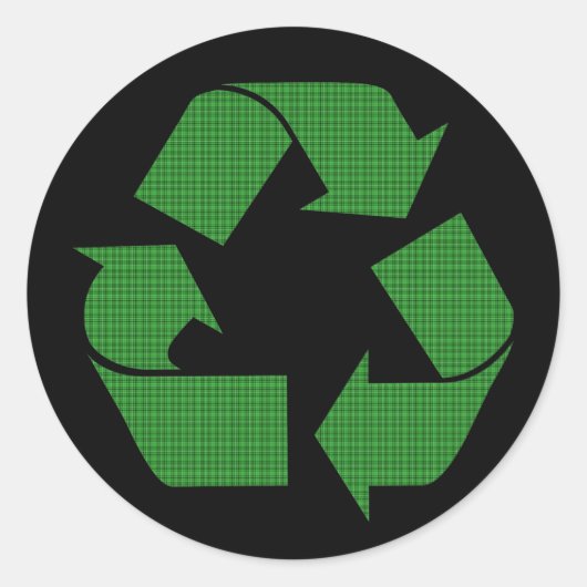 karierter recycle runder aufkleber (Vorderseite)