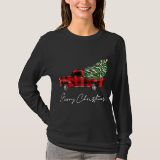 Karierter Red Truck Weihnachten Frohe Weihnachten  T-Shirt