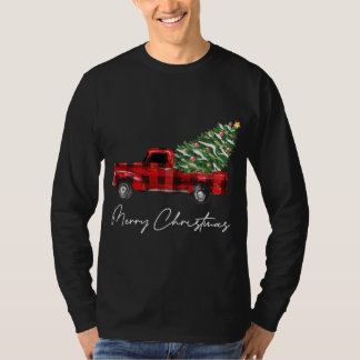 Karierter Red Truck Weihnachten Frohe Weihnachten  T-Shirt