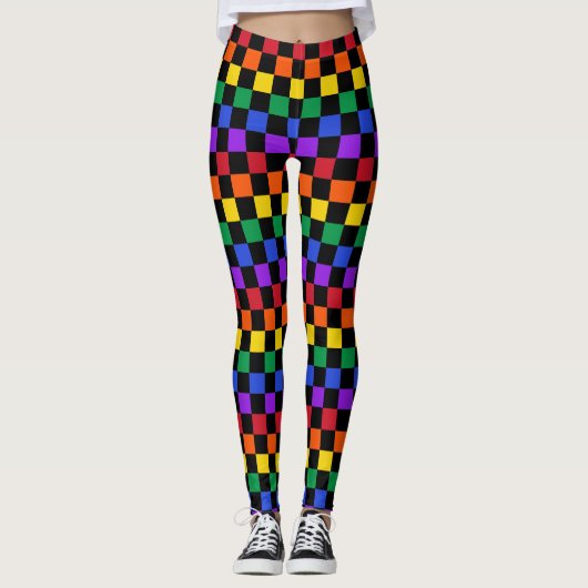 Karierter Regenbogen Leggings (Vorderseite)