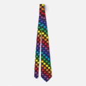 Karierter Regenbogen-schwarze und musikalische Krawatte (Rückseite)