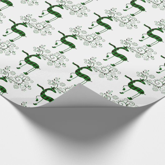 Karierter Rentier Geschenkpapier (Ecke)