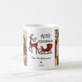 Karierter Rentier mit Sled Frohe Weihnachtsfest Fo Kaffeetasse (Mittel)