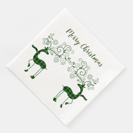 Karierter Rentier Serviette (Ecke)