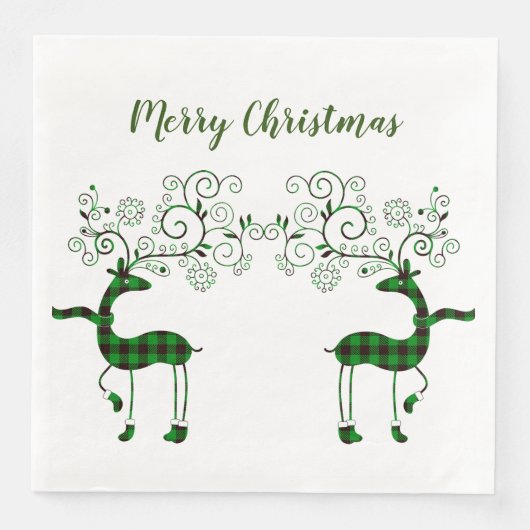 Karierter Rentier Serviette (Vorderseite)