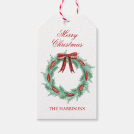 Karierter Ribbon-Kranz Weihnachten Geschenkanhänger