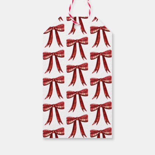 Karierter Ribbon-Kranz Weihnachten Geschenkanhänger (Rückseite)