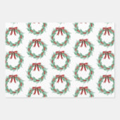 Karierter Ribbon-Kranz Weihnachten Geschenkpapier Set (Vorderseite)
