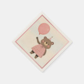 Karierter rosa Kleiderbär mit Bow und Hut Serviette (Ecke)
