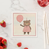 Karierter rosa Kleiderbär mit Bow und Hut Serviette (Beispiel)