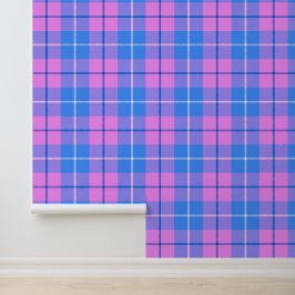 Karierter rosa und blauer Tartan Tapete