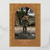 Karierter Rost Terracotta Gold Folien Feiertagskarte (Vorderseite)