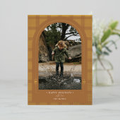 Karierter Rost Terracotta Gold Folien Feiertagskarte (Stehend vorne)