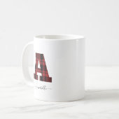 Karierter Rot-Schwarz-Monogramm-Buchstaben "A" Kaffeetasse (Vorderseite Links)