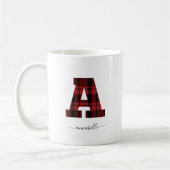 Karierter Rot-Schwarz-Monogramm-Buchstaben "A" Kaffeetasse (Links)