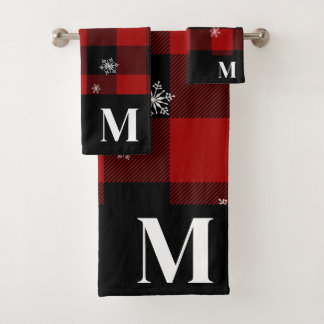 Karierter roter Flannel für kundenspezifische Mono Badhandtuch Set