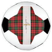 Karierter Roter grüner Tartan Monogram-Skriptname Fußball (Gedreht)