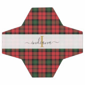 Karierter Roter grüner Tartan Monogram-Skriptname Fußball (Flach)