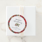 Karierter Roter Karo Elegant Frohe Weihnachtsfeier Geschenkanhänger (Beispiel)