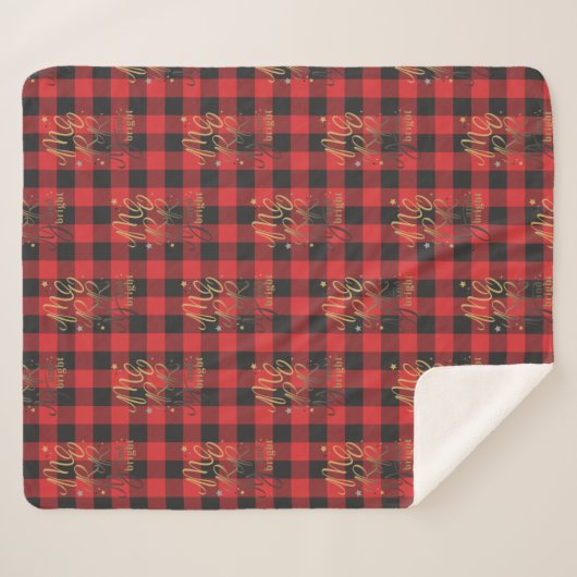 Karierter Roter Karo Gingham Weihnachten Sherpadecke (Vorderseite (Horizontal))