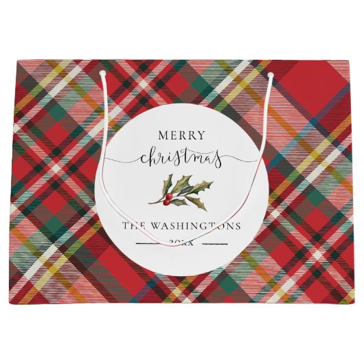 Karierter Roter Karo Rustic Frohe Weihnachtsbauern Große Geschenktüte (Vorderseite)