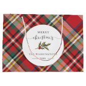 Karierter Roter Karo Rustic Frohe Weihnachtsbauern Große Geschenktüte (Rückseite)