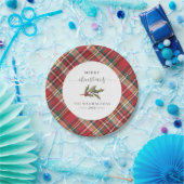 Karierter Roter Karo Rustic Frohe Weihnachtsbauern Pappteller (Party)