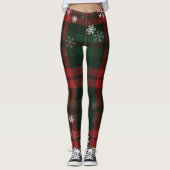 Karierter Roter Karo Schneeflocken Muster Leggings (Vorderseite)