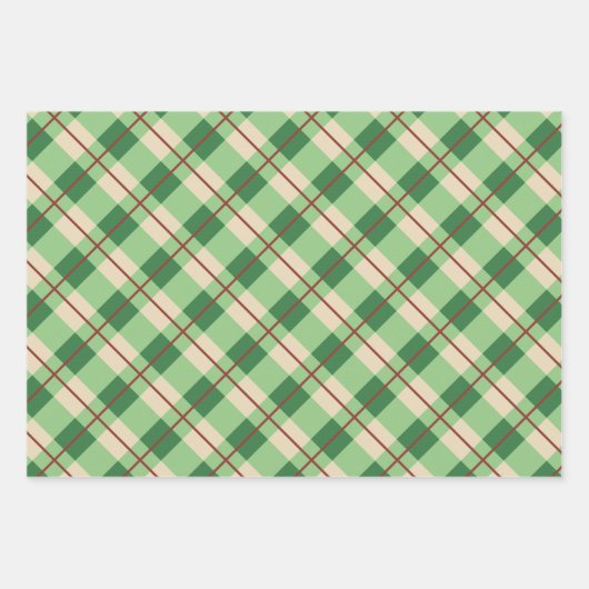 Karierter roter und grüner Karton Geschenkpapier Set (Vorderseite 3)