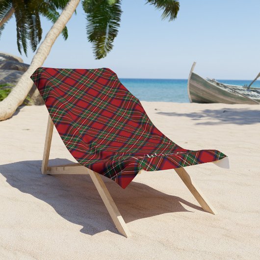 Karierter roter und grüner rustikaler Tartan Strandtuch