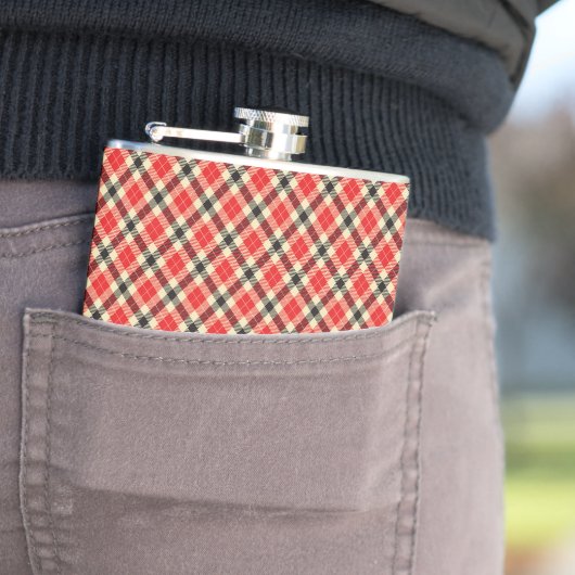 Karierter Roter und Schwarzer Tartan Flachmann (Beispiel)