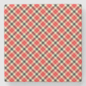 Karierter Roter und Schwarzer Tartan Steinuntersetzer (Vorderseite)