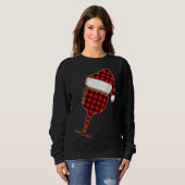 Karierter Rotwein, Tasse und Weihnachtsmannmütze Sweatshirt (Vorne ganz)