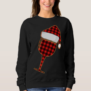 Karierter Rotwein, Tasse und Weihnachtsmannmütze Sweatshirt