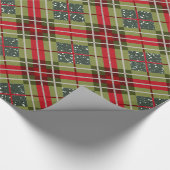 Karierter Rotwild-Geweih-Grün-Glitzer Geschenkpapier (Ecke)