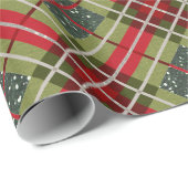 Karierter Rotwild-Geweih-Grün-Glitzer Geschenkpapier (Rolleneckpunkt)