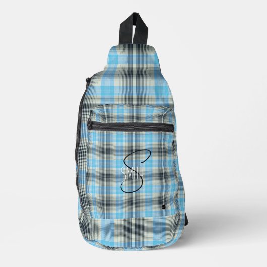 Karierter Rucksack mit blauem und schwarzem HAMbyW (Vorderseite)
