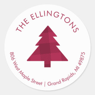 Karierter Rücksendeadresse-Sticker Runder Aufkleber