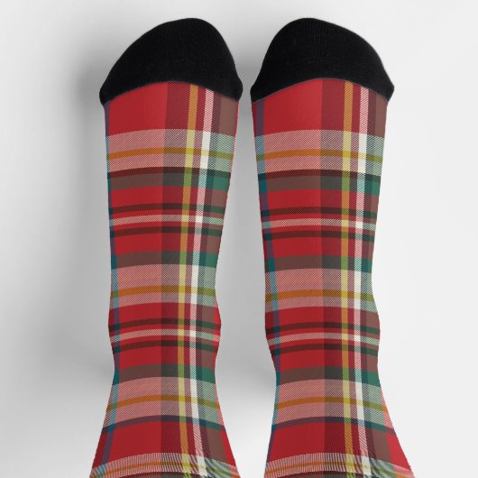 Karierter Rustikaler Eleganter Roter Checkered Url Socken (Oben)