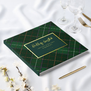 Karierter Rustikaler Tartan Wedding Gold Foil Gästebuch