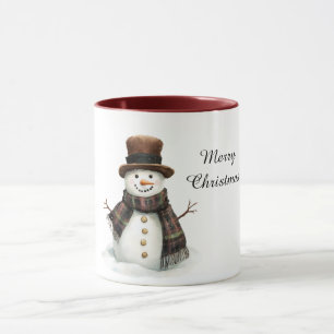 Karierter Schal Schneemann Weihnachten Tasse