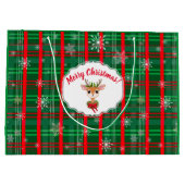 Karierter Schneeflocken, grün und rot, Vintag Große Geschenktüte (Rückseite)