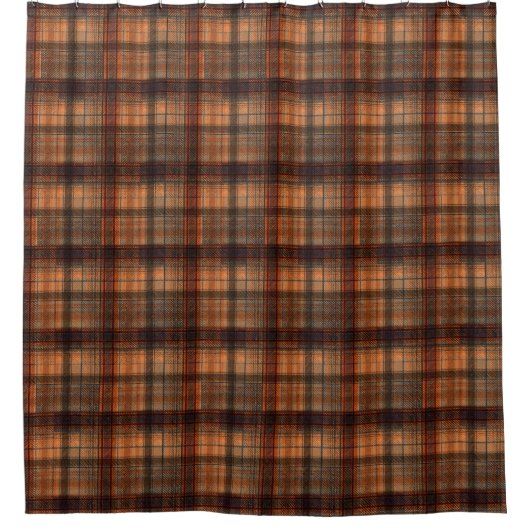 Karierter schottischer Orangenschwarz Duschvorhang (Vorderseite)