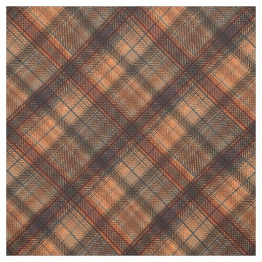 Karierter schottischer Orangenschwarz Stoff (Muster)