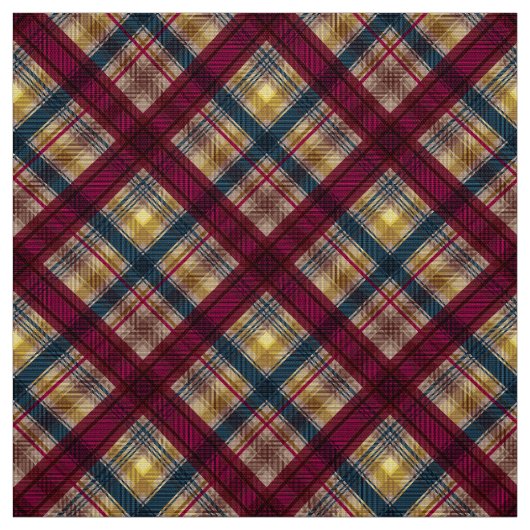 Karierter schottischer Tartan-Crimson-Gelbblau Stoff (Muster)