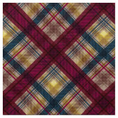 Karierter schottischer Tartan-Crimson-Gelbblau Stoff (Nahaufnahme)